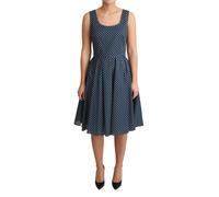 Dolce & Gabbana Blue Dotted Cotton A-Line Gown Dress - IT42|M