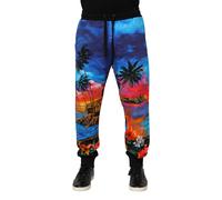 Dolce & Gabbana Blue Hawaiian Print Jogger Sweatpants Pants - IT58 | XXL