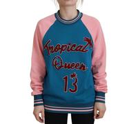 Dolce & Gabbana Blue Pink Queen Sequin Crystal Sweater - IT36 | XS