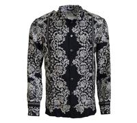 Dolce & Gabbana Blue Silk Floral Baroque Satin Casual Shirt - IT38 | XS