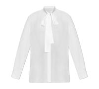 Dolce & Gabbana - Blusa di seta con fiocco decorativo sul collo - - Blouses & Shirts - Donna - Bianco - M