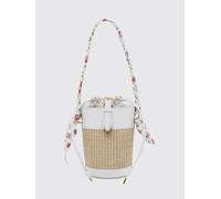 DOLCE & GABBANA Borsa a secchiello Capri in rafia e pelle OS Crema