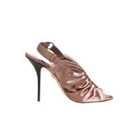 Dolce & Gabbana Bronze Satin Ruched Slingback Sandals Shoes - EU38/US7.5