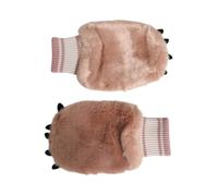 Dolce & Gabbana Brown Acrylic Knitted Fur Wrist Mitten Gloves - One Size