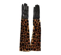 Dolce & Gabbana Brown Black Leopard Leather Elbow Length Mitten Gloves - 6.5|XS