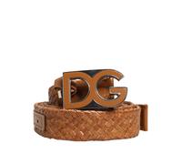 Dolce & Gabbana Brown Braided Metal DG Logo Buckle Belt - 100 cm / 40 Inches