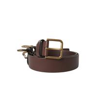 Dolce & Gabbana Brown Calf Leather Gold Metal Buckle Belt - 95 cm / 38 Inches