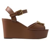 Dolce & Gabbana Brown Leather AMORE Wedges Sandals Shoes - EU35.5/US5