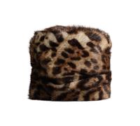 Dolce & Gabbana Brown Leopard Faux Fur Women Bucket Hat - 58 cm|M