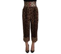 Dolce & Gabbana Brown Leopard Gold Jacquard High Waist Pants - IT46|XL