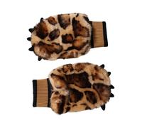 Dolce & Gabbana Brown Leopard Knitted Fur Wrist Mitten Gloves - One Size