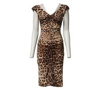 Dolce & Gabbana Brown Leopard Sleeveless Sheath Midi Dress - IT36|XXS