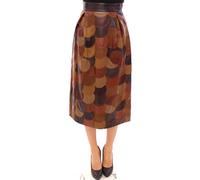 Dolce & Gabbana Brown Patchwork Leather Straight Skirt - IT38|XS