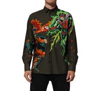 Dolce & Gabbana Brown Superhero Print Button Down Shirt - IT43 | 2XL