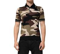 Dolce & Gabbana Camouflage Brown Silk MilitaryPolo T-shirt - IT46 | S