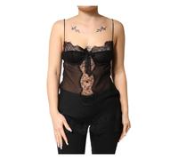 Dolce & Gabbana - Chemise in Seta e Pizzo Floreale - - Tops - Donna - Nero - S
