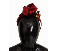 Dolce & Gabbana Cherry Silk Crystal Bow Logo Diadem Tiara Headband