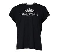 Dolce & Gabbana - Corona Logo Maglia Girocollo in Cotone - - Tops - Uomo - Blu - S