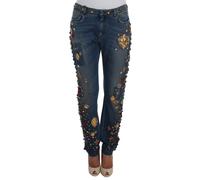 Dolce & Gabbana Crystal Roses Heart Embellished Jeans - IT38|XS