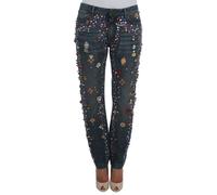 Dolce & Gabbana Crystal Roses Heart Embellished Jeans - IT38|XS
