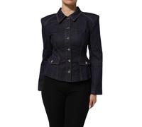 Dolce & Gabbana Dark Blue Cotton Collared Denim Coat Jacket - IT42|M