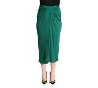 Dolce & Gabbana Dark Green High Waist Midi Pencil Cut Pleated Skirt - IT42|M
