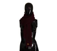 Dolce & Gabbana Dark Red Cashmere Logo Wrap Shawl Knitted Scarf