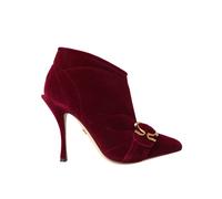 Dolce & Gabbana Dark Red Velvet Devotion Buckle Boots Shoes - EU40/US9.5