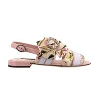 DOLCE & GABBANA DG Logo Cristallo Spilla Giglio Seta Fiocco Sandali 13392