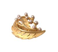 Dolce & Gabbana Gold Brass Leaf Embellished Jewelry Brooch Hair Pin