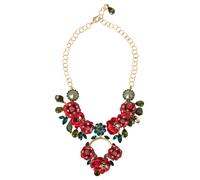 Dolce & Gabbana Gold Brass Link Chain RosePetal Crystal Pendant Necklace