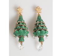 Dolce & Gabbana Gold Brass Multicolour Christmas Tree Earrings