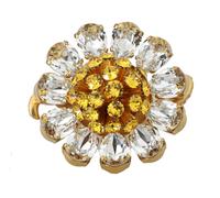 Dolce & Gabbana Gold Brass Yellow Crystal Flower Ring - EU56 | US8