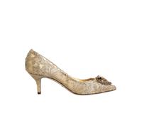 Dolce & Gabbana Gold Taormina Lace DEVOTION Pumps Shoes - EU35/US4.5