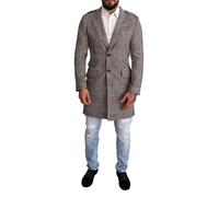 Dolce & Gabbana Gray Check Plaid Long Trench Coat Jacket - IT56 | XXL