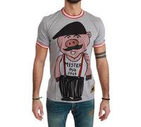 Dolce & Gabbana Gray Cotton Top 2019 Year of the Pig T-shirt - IT46 | S