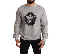 Dolce & Gabbana Gray Crown King Print Cotton Sweater - IT46 | S