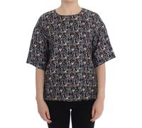 Dolce & Gabbana Gray Gold Key Print Silk Blouse T-shirt - IT40|S