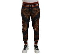 Dolce & Gabbana Gray Silk Baroque Crown Trousers Sport Pants - IT44 | XS