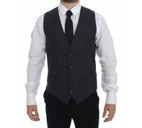 Dolce & Gabbana Gray Striped Wool Logo Vest Gilet Weste - IT48 | M