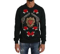 Dolce & Gabbana Green Crystal Heart Roses Gun Sweater - IT48 | M