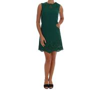 Dolce & Gabbana Green Floral Cutout Silk Wool Dress - IT42|M