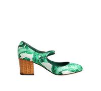 Dolce & Gabbana Green Silk MARY JANES Leaf Sandals Shoes - EU36/US5.5