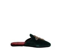Dolce & Gabbana Green Velvet Cross Embellished Slippers Shoes - EU40/US7