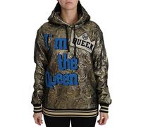 Dolce & Gabbana Im The Queen Jaquard Gold Sweatshirt Hoodie - IT38|XS