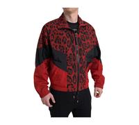 Dolce & Gabbana Leopardo Stampa Giacca Bomber Dg Logo Rosso Nero Sweatshirt