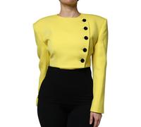 Dolce & Gabbana Lemon Yellow Wool Long Sleeves Cropped Coat Jacket - IT38 | XS