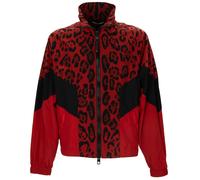Dolce & Gabbana Leopardo Stampa Giacca Bomber Dg Logo Rosso Nero Sweatshirt