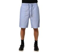 Dolce & Gabbana Light Blue Linen Mid Waist Men Bermuda Shorts - IT48 | M