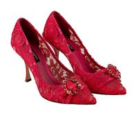 DOLCE & GABBANA LORI Spilla In Cristallo Taormina Punta Pumps Rosa